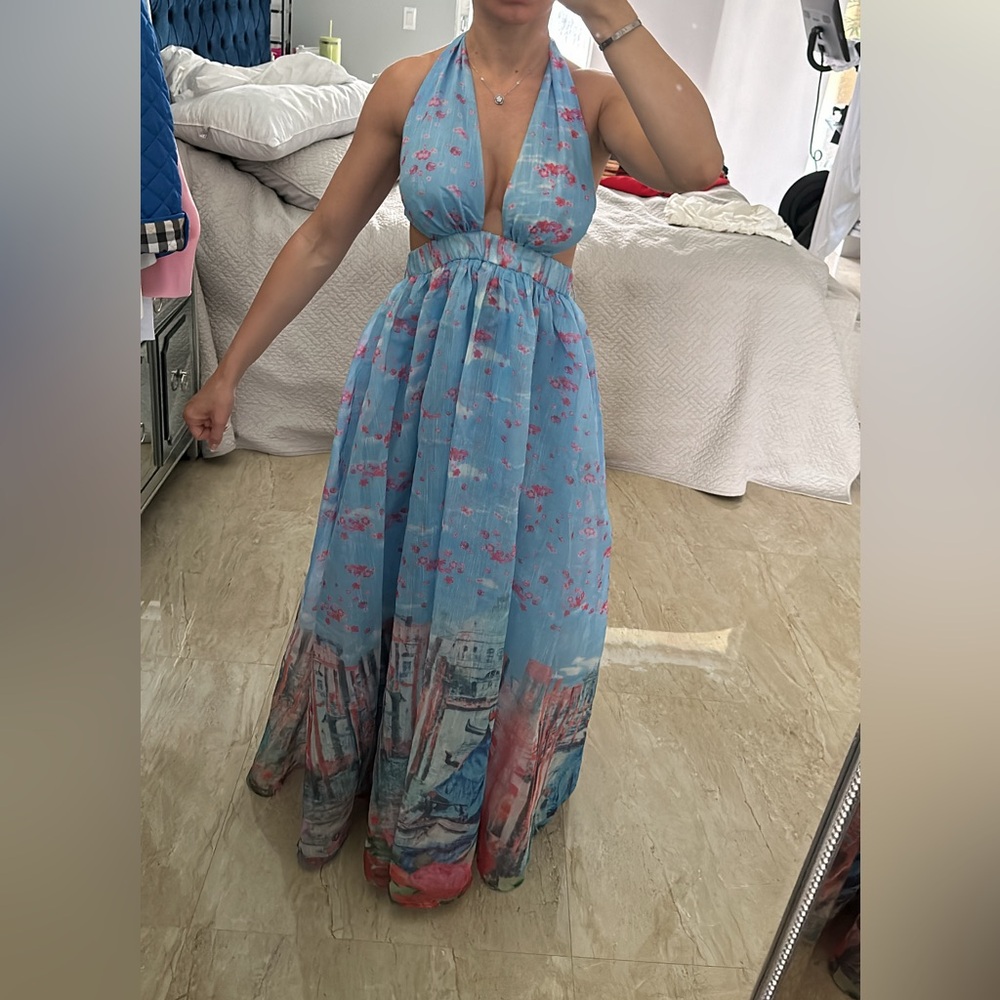 Halter flower dress.